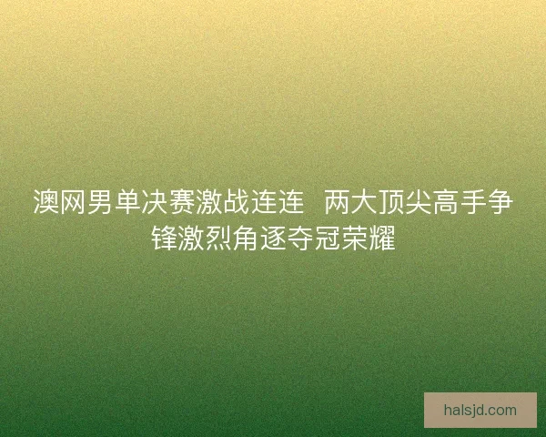 澳网男单决赛激战连连  两大顶尖高手争锋激烈角逐夺冠荣耀
